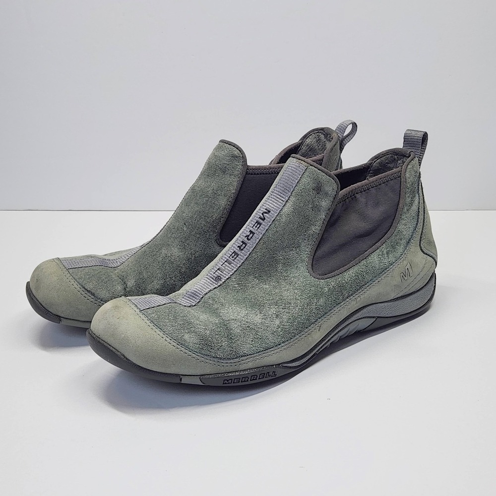 Merrell Trova Shoes Womens Size 7 Green Suede Slip On Comfort Casual Walking
